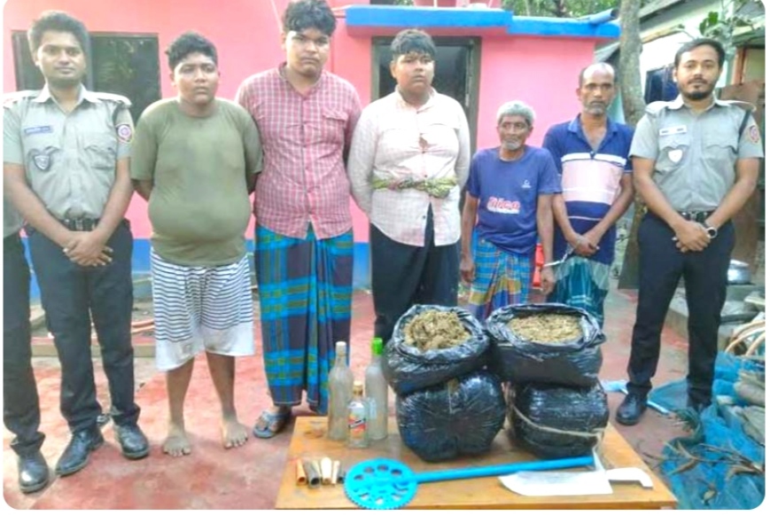 সরিষাবাড়ীতে ১২ কেজি গাঁজা ও বাংলা মদ সহ ৫ ব্যবসায়ী আটক।