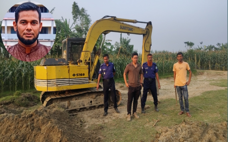 মাদারগঞ্জে আনসার কমান্ডার পরিচয়ে অবৈধভাবে মাটি উত্তোলন, ভেকু ধ্বংস ও ব্যাটারি জব্দ