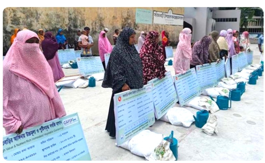 জামালপুরের সরিষাবাড়ীতে অনাবাদি জমিতে পুষ্টি বাগান স্থাপনে কৃষি উপকরণ বিতরণ